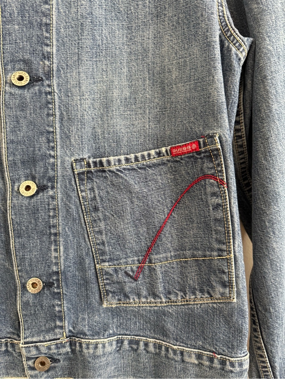 Vintage 00s Guess Denim Jean Jacket Made in USA Small Y2K Streetwear Made in USA - Picture 3 of 13